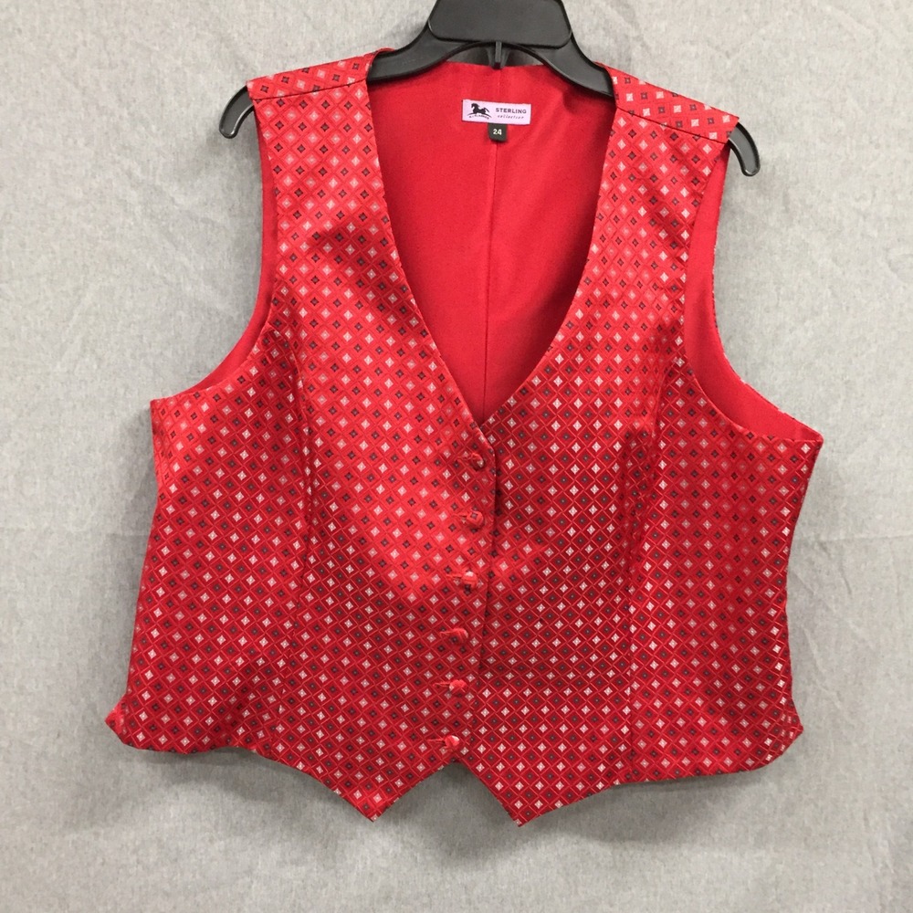 RJ Classics Sterling Collection Red Geometric Equestrian‎ Show Vest Mens 24
